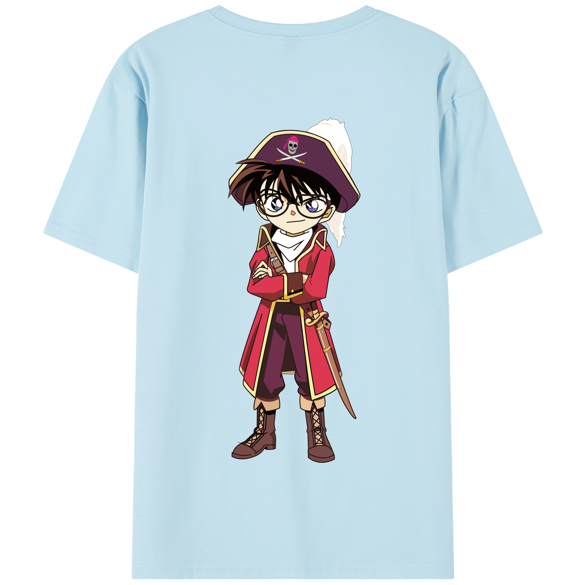 （画像用） 名探偵コナン 江戸川 コナン Detective Conan Conan Edogawa 綿100％半袖Tシャツ（背面プリント）